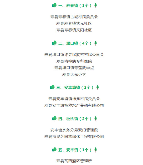 淮南寿县30家单位拟命名为县级“花园式单位”，有你的单位吗？