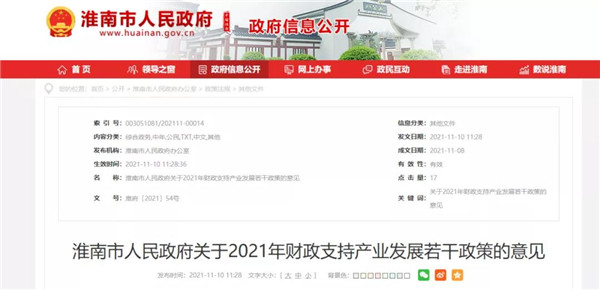 淮南市人民政府发布重要意见！最高一次性奖补500万元！