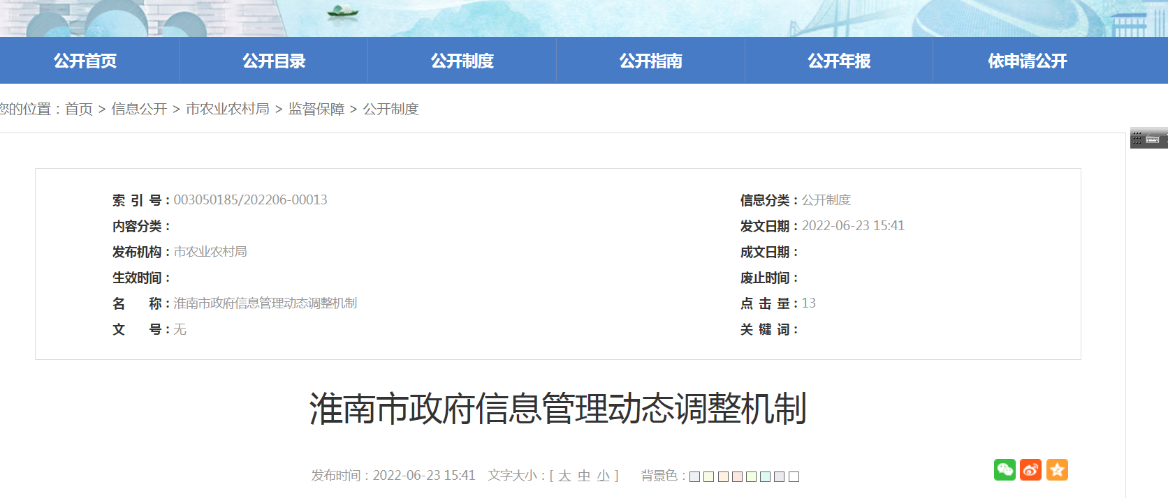 淮南市政府信息管理动态调整机制