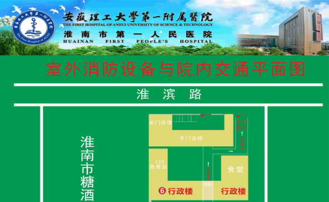 安徽理工大学第一附属医院（淮南市第一人民医院）室外消防设备与院内交通平面图