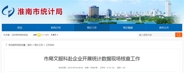 淮南市统计局文服科赴企业开展统计数据现场核查工作