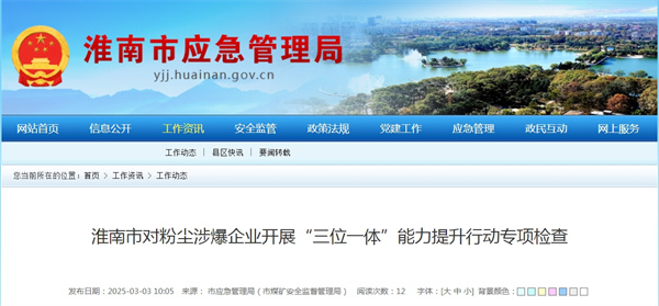 淮南市对粉尘涉爆企业开展“三位一体”能力提升行动专项检查.jpg