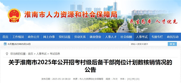 关于淮南市2025年公开招考村级后备干部岗位计划数核销情况的公告